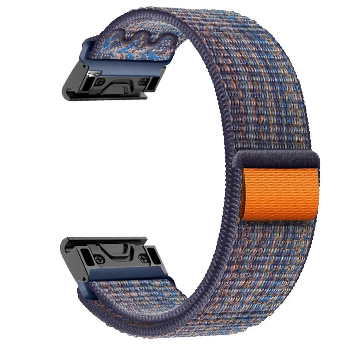 Compatible with Garmin Fenix 7X, 7 Pro, 6X, 6, 5X, 5Plus, Tactics 7, Forerunner 965, 955, and Enduro 2. 22mm/26mm nylon loop band with quick-fit strap. Band color: mm. Ships from: Parallel import.