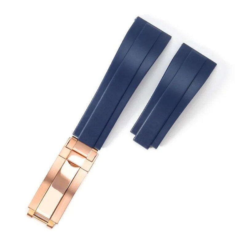 20mm Curved Soft Silicone Watch Band for Rolex Oysterflex - Men's and Women's Sport Bracelet with Folding Buckle, Band Color: 20mm; Band Width: 20mm - No Logo, Parallel Import