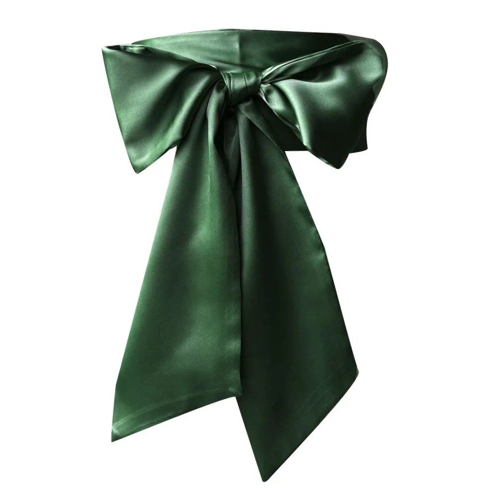 Wide Satin Silk Bow Corset Waist Belt, DIY Ribbon Decorative Waist Cover for Women, Bridal Garter, Parallel Import