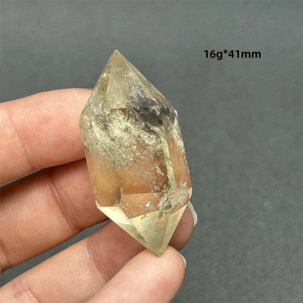 Natural Clear Citrine Double Tip Energy Bar, Reiki Healing Crystal Point, Garden Home Decor, Meditation, Spiritual Color, Parallel Import