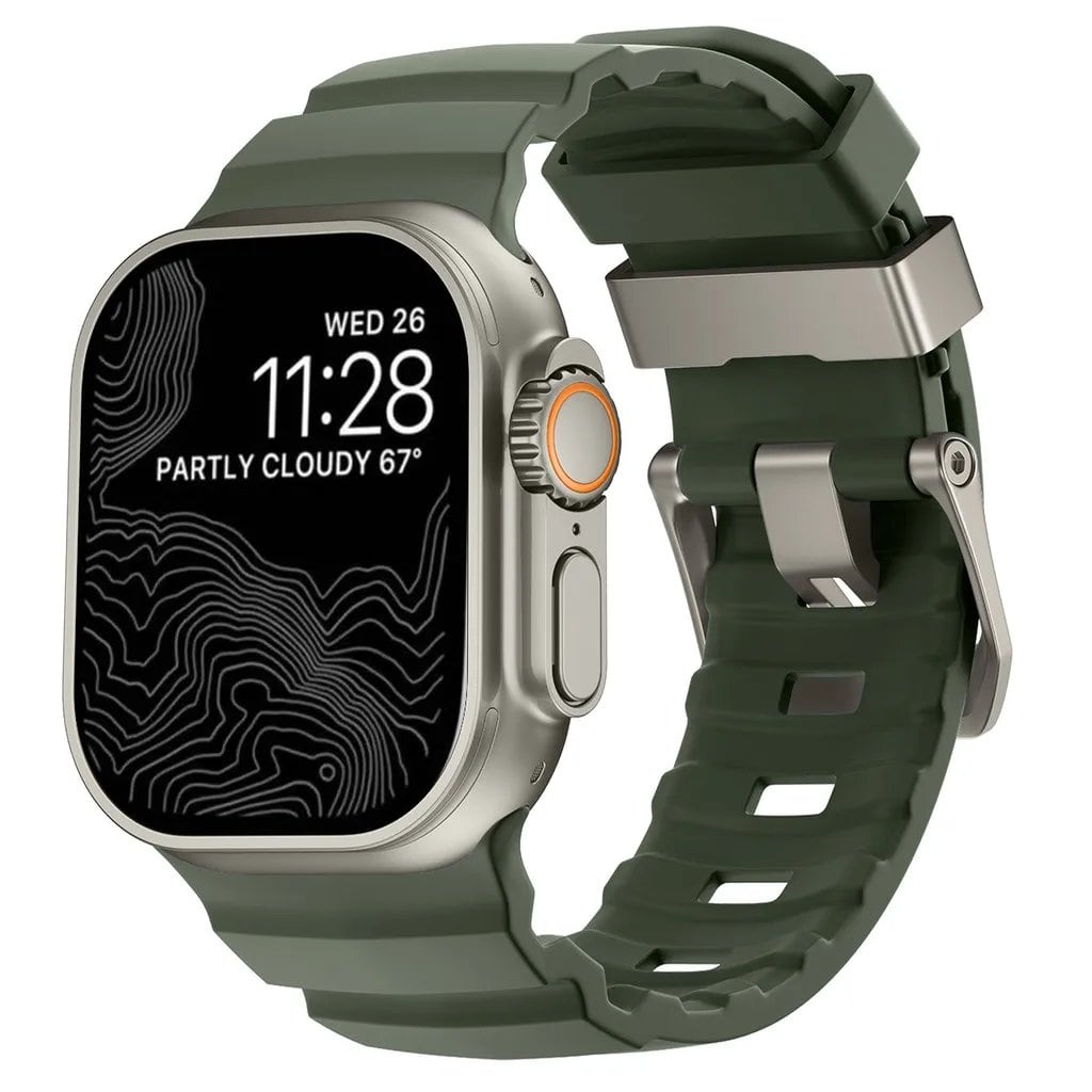 Sport Band for Apple Watch Ultra 2/10/9/8/7/6/SE/5/4 - Soft Silicone and Titanium Bracelet Strap, Compatible with iWatch 42mm, 44mm, 45mm, 46mm, and 49mm Band Colors: 42mm, 44mm, 45mm, 46mm, and 49mm Band Widths (Imported)