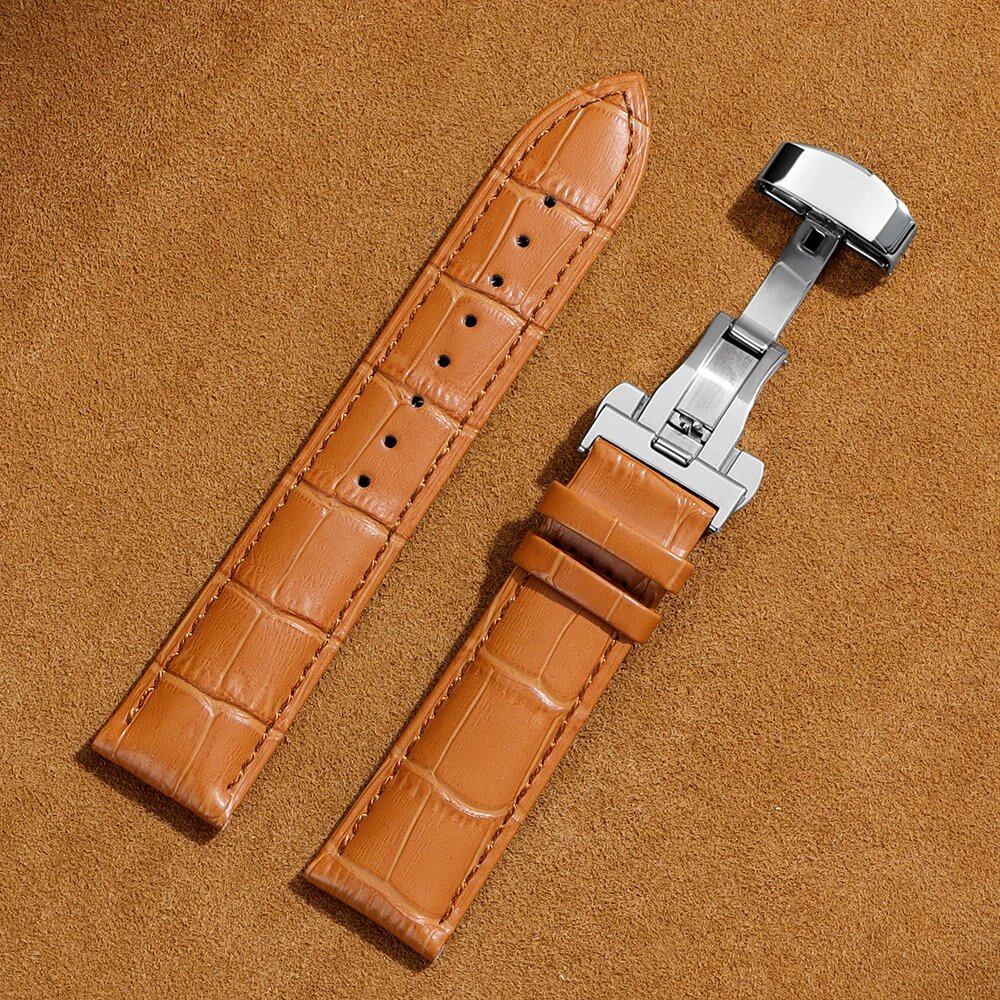 Genuine Crocodile Leather Business Watch Band Replacement for 12/14/16/17/18/20/22/24mm Watches with Butterfly Buckle, Band Color: mm, Parallel Import