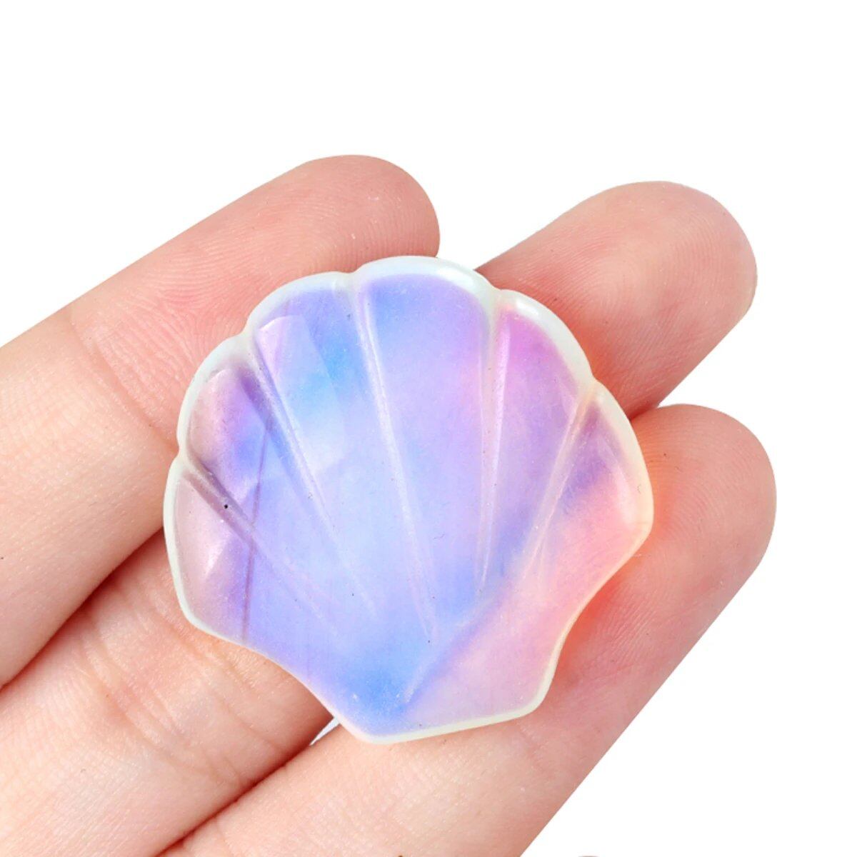 1 Natural Crystal, Sparkling Semi-Precious Shell-Shaped Figurine, Spiritual Healing, Power Stone, Room Decoration, Ornament, Gift, Size: 30mm x 30mm; Parallel Import