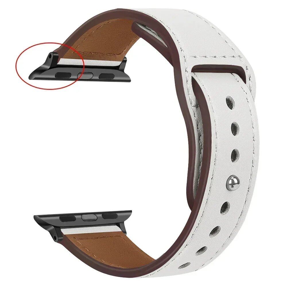 Leather Band for Apple Watch - Ultra 49mm/46mm, 44mm/40mm, 38mm/42mm, Sport Bracelet for iWatch Series 10/9/8/7/SE/6/5/3, 41mm/45mm Models, Band Color: Parallel Import