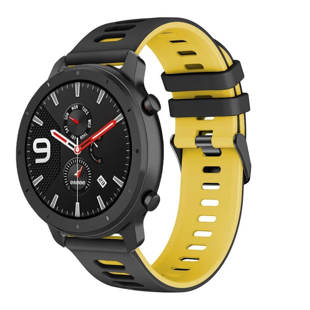 Compatible with Amazfit GTR 47mm/2/2e/Stratos 3/GTR 4/3 Pro/GTS 4 Mini/2/2E/3, 20mm/22mm Silicone Band Strap, Replacement Band, Band Color: mm, Universal, Imported