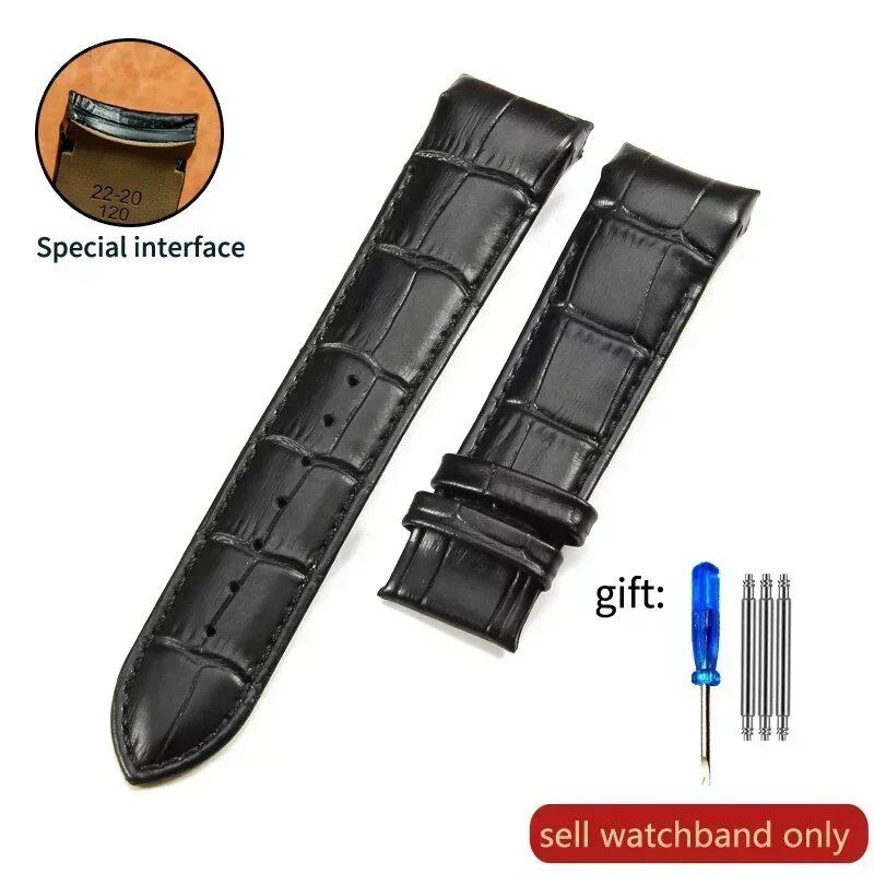 Genuine Cowhide Calfskin Watch Band with Butterfly Buckle for Tissot T035, 22mm, 23mm, 24mm, Black Band, Parallel Import