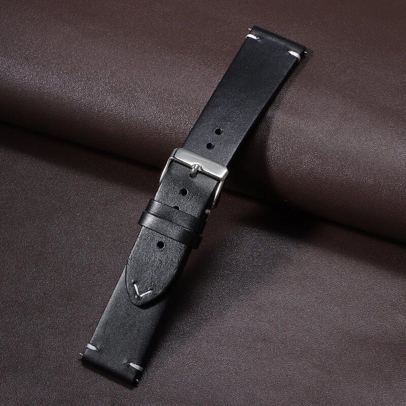 Retro Oil Wax Genuine Leather Quick Release Watch Band (Fits 18mm, 19mm, 20mm, 21mm, 22mm, and 24mm Watches) for Seiko and Rolex, Calfskin Strap, Band Color: mm, Parallel Import