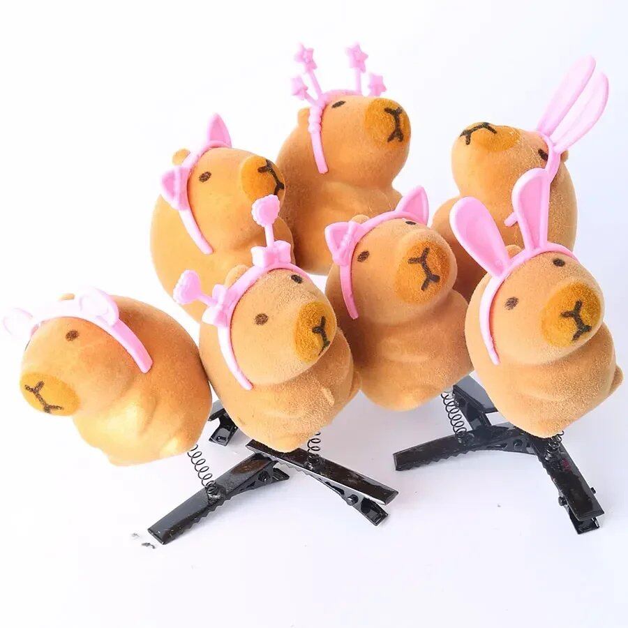 10-100 Pieces Heart-Shaped Sunglasses 3D Capybara Plush Hairpins, Stylish and Cute Capybara Hair Clips, Accessories, Headwear, Wholesale Size: Parallel Import