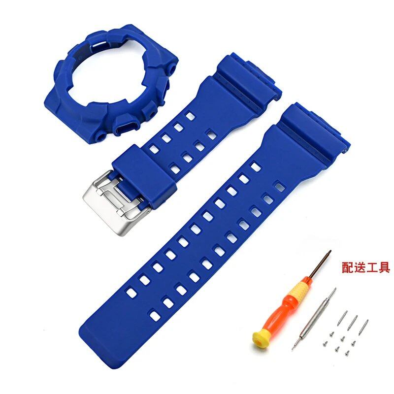 Silicone Watch Strap for CASIO GA-100/110, GD-100/110/120, GLS-100, GAX-100, and G-SHOCK GA100 (Includes Case, Strap, and Bezel Replacement Tool) Band Color: Parallel Import