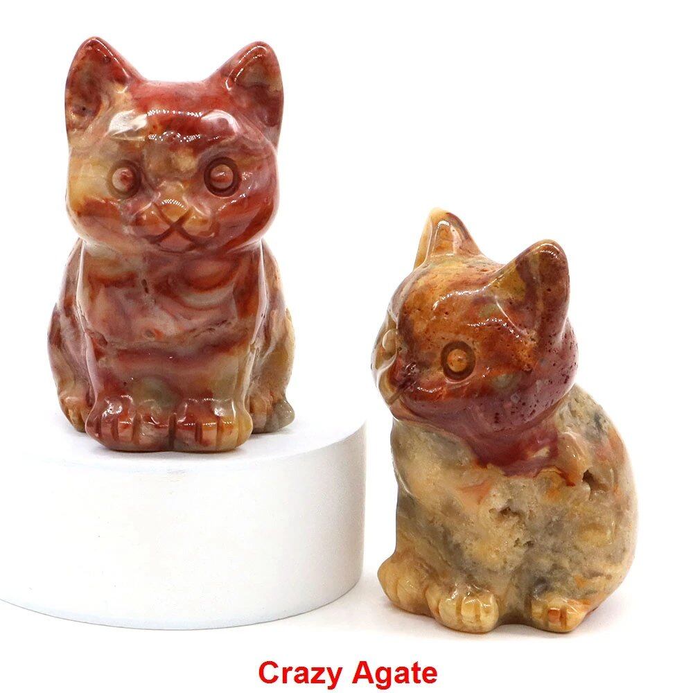 1.8-inch Natural Stone Cat Figurine, Handmade Animal Sculpture, Healing Crystal Amethyst, Craft, Chakra Meditation, Home Decor, Gift, Size: 1 Piece; Parallel Import