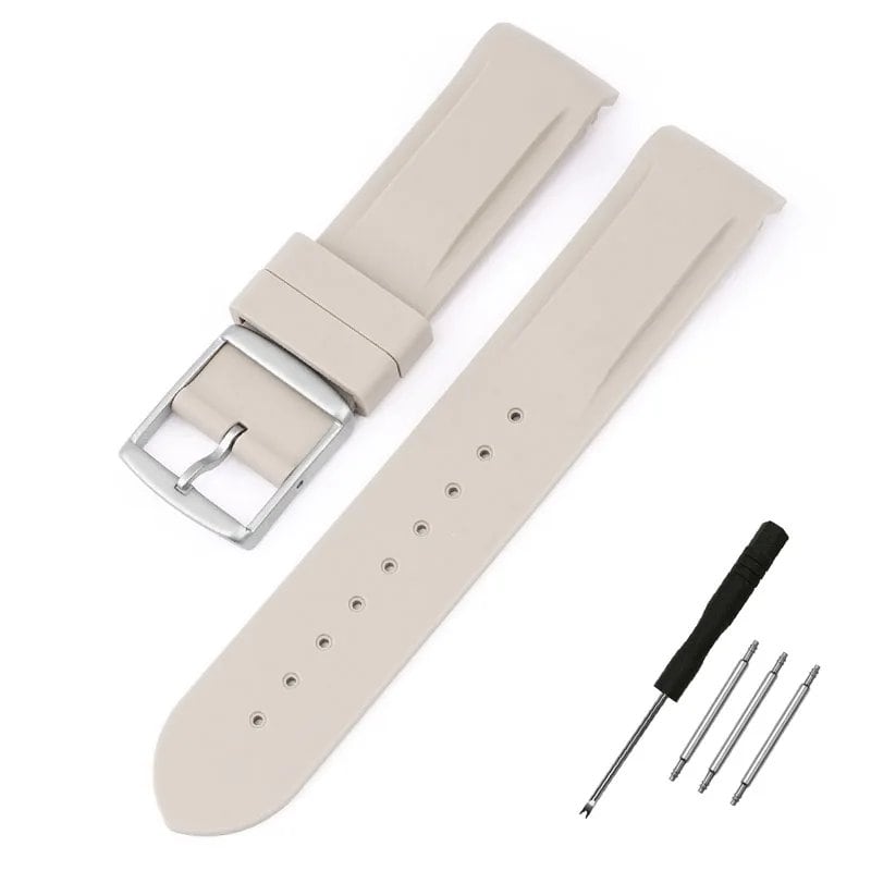 New 20mm Bent End Rubber Watch Strap for Omega Moonwatch, Joint Constellation, Men's Waterproof Sports Watch Band, Band Color: 20mm; Band Width: 20mm, Parallel Import