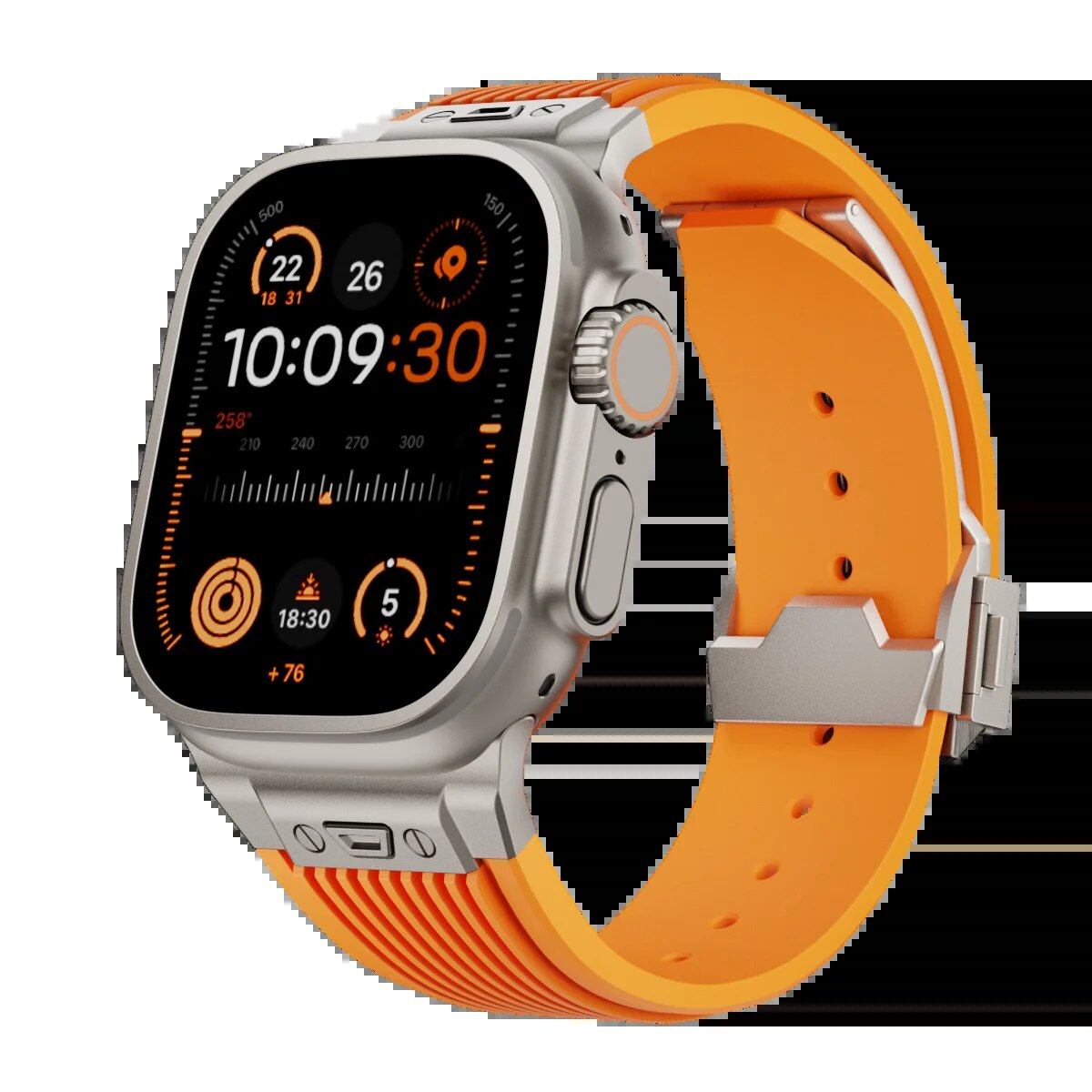 Silicone Sport Strap for Apple Watch Ultra 2/1 (49mm), Series 9/8/7 (45mm/44mm) - Rubber Band Bracelet for iWatch 6/5/4/3 and SE (44mm/42mm). Band Color: mm; Ships from: Parallel Import