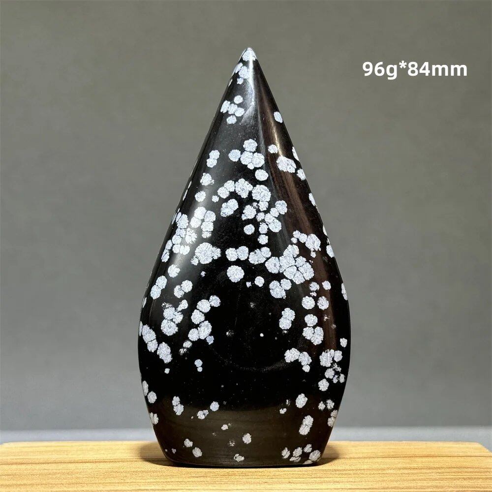 Snowflake Obsidian Freeform Ornament with Natural Quartz, Reiki, Meditation, Healing, Witchcraft, Energy Decoration, Home Gift, Color: Parallel Import