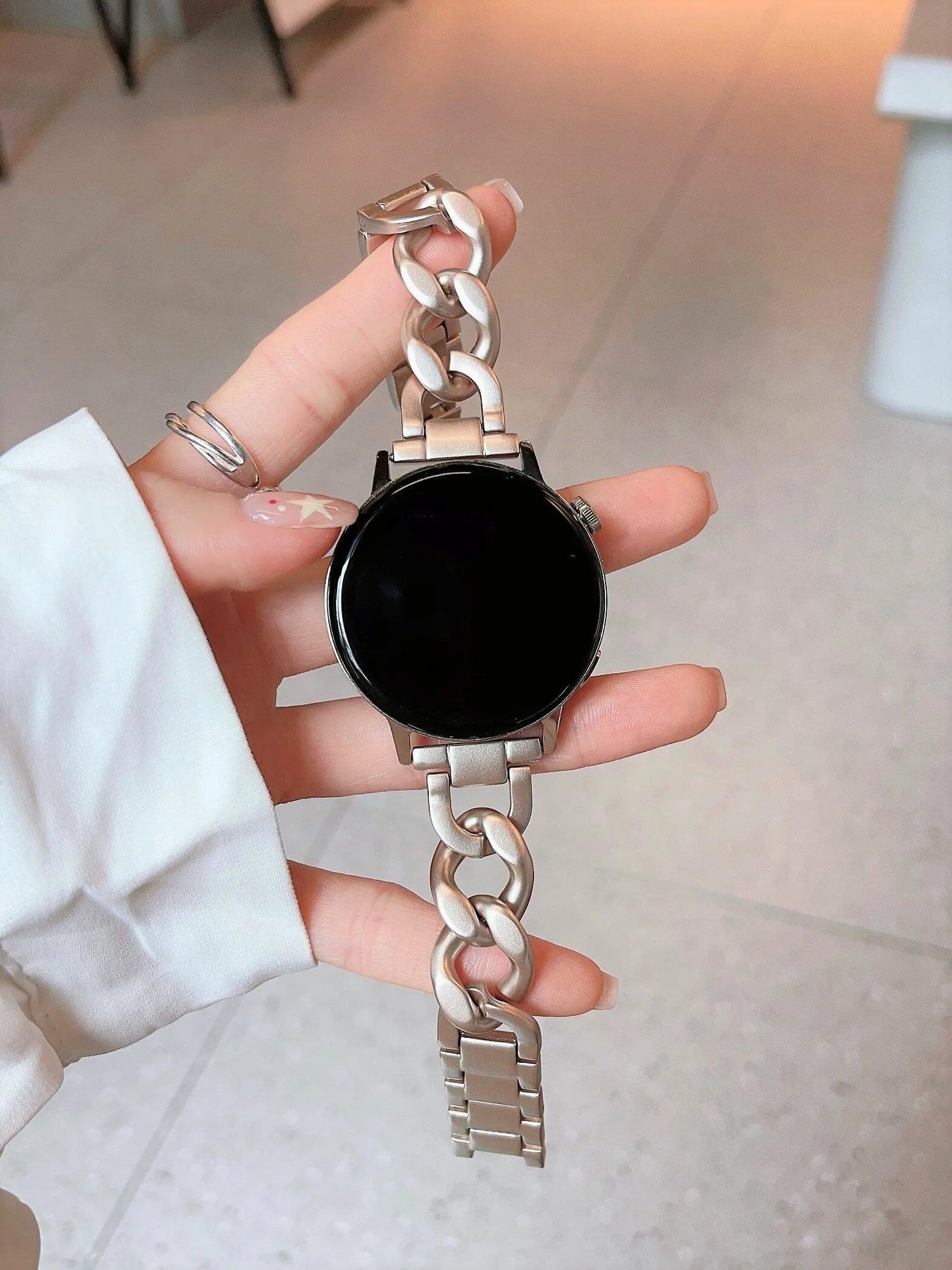 20mm Metal Chain Bracelet for Samsung Galaxy Watch 7/6/5/4/3 (40mm/44mm/Classic 42mm/46mm/43-47mm), Huawei GT3/GT4, and Amazfit GTS. Band Color: mm; Ships from: Parallel Import