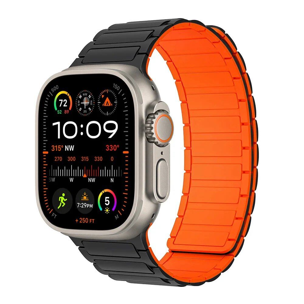 Magnetic Strap for Apple Watch, Silicone Wristband, 45mm, 44mm, 40mm, 46mm, 41mm, 42mm, 38mm, Compatible with iWatch Series 8/7/6/SE/9/10/Ultra 2/49mm, Band Color: mm; Parallel Import