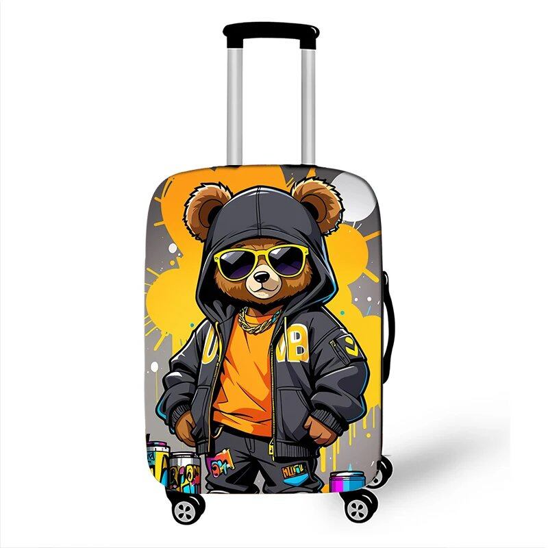グラフィティ 女性向けクマ人形デザイン 旅行用スーツケースカバー 男女兼用 防塵 伸縮性 トロリーケースカバー サイズ: 並行輸入品