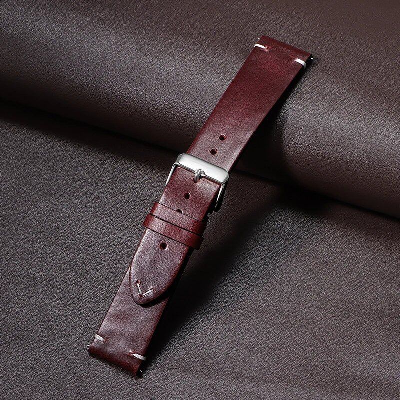 Retro Oil Wax Genuine Leather Quick Release Watch Band (Fits 18mm, 19mm, 20mm, 21mm, 22mm, and 24mm Watches) for Seiko and Rolex, Calfskin Strap, Band Color: mm, Parallel Import