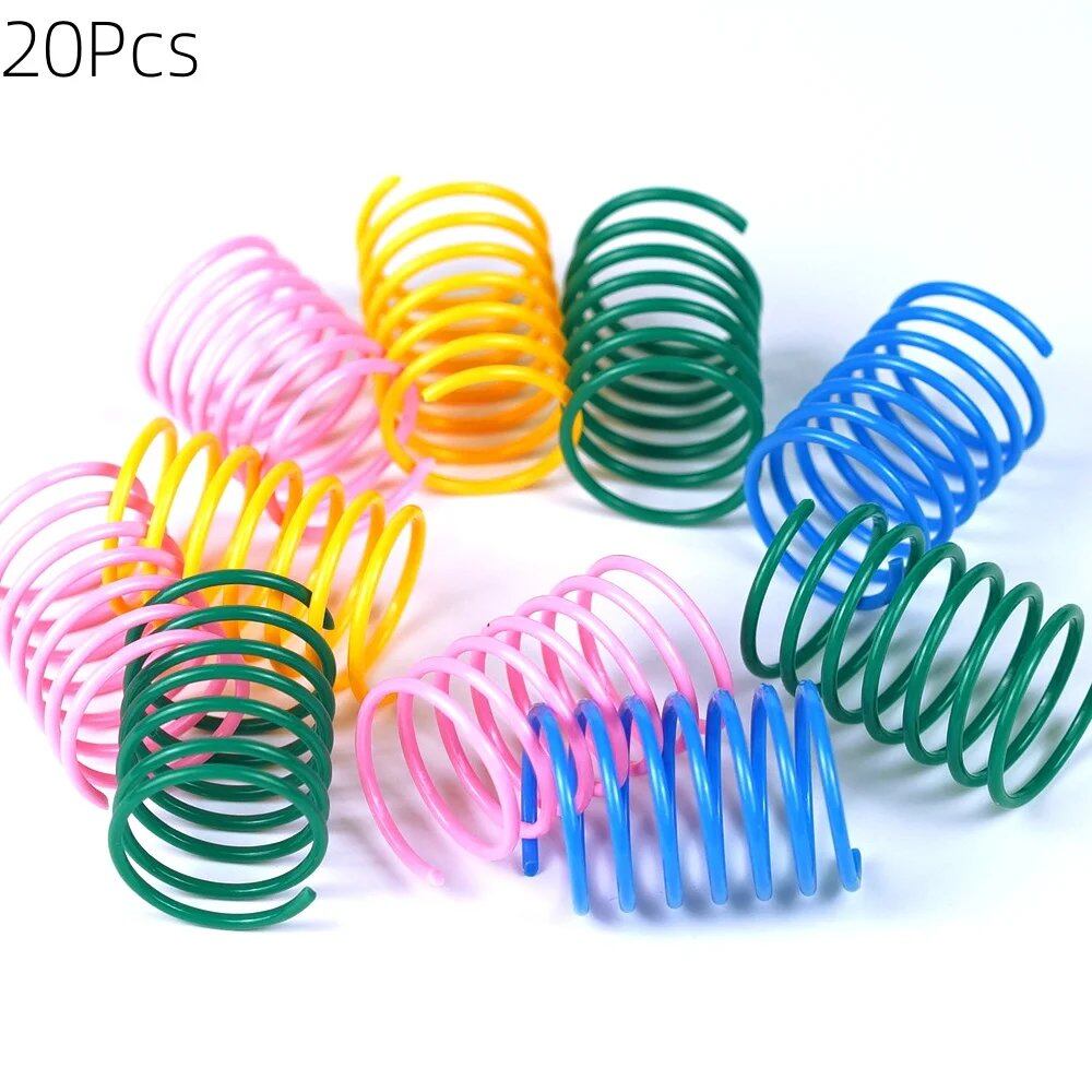 10/20/30-Piece Coil Spring Cat Toys, High-Quality Plastic Spiral Springs, Pet Toys for All Cat Breeds, Size: 2" x 0.8"; Imported