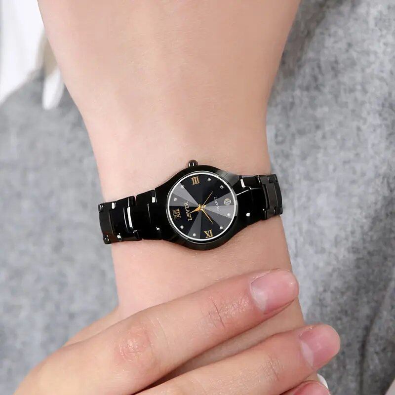 YIKAZE Business Quartz Watch, Waterproof, Stainless Steel, Luxury, Calendar, Date Function, Couple's Watch, Color: Parallel Import