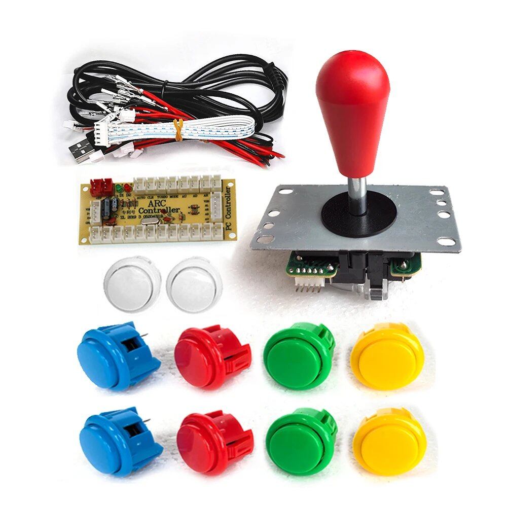 SANWA 8-Way Joystick, Zero Delay USB Controller, DIY Game Arcade Joystick Kit with 24/30mm Push Buttons, for PC and Raspberry Pi, Color: Imported