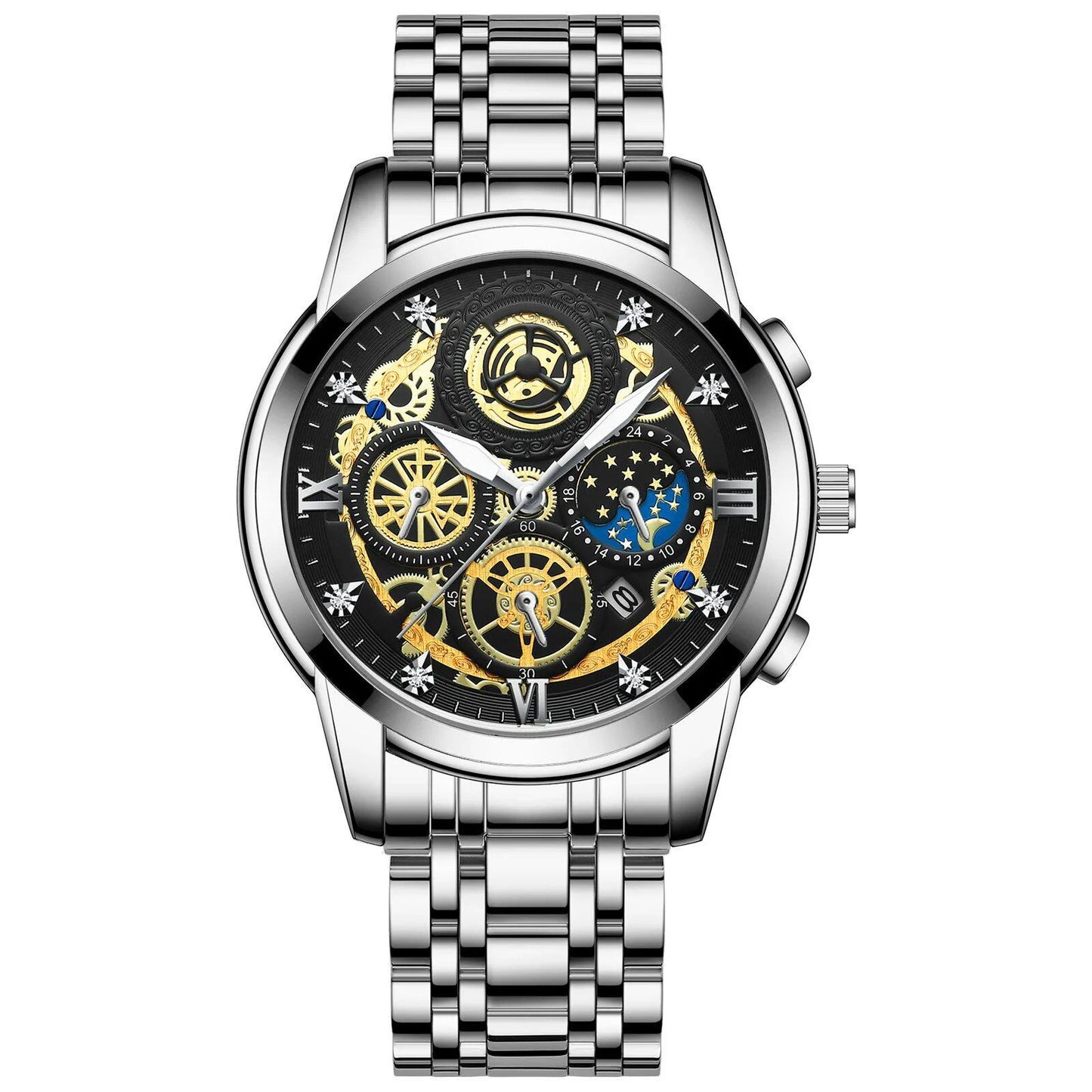 BINBOND B4010 Fashion Casual Quartz Men's Watch with Stainless Steel Strap, Luxury Dial, Luminous Display, 30M Water Resistance, Parallel Import