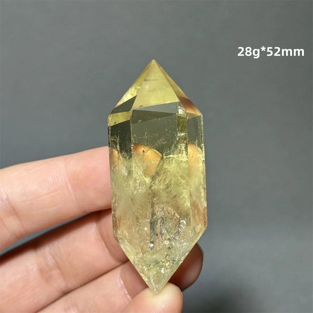 Natural Clear Citrine Double Tip Energy Bar, Reiki Healing Crystal Point, Garden Home Decor, Meditation, Spiritual Color, Parallel Import