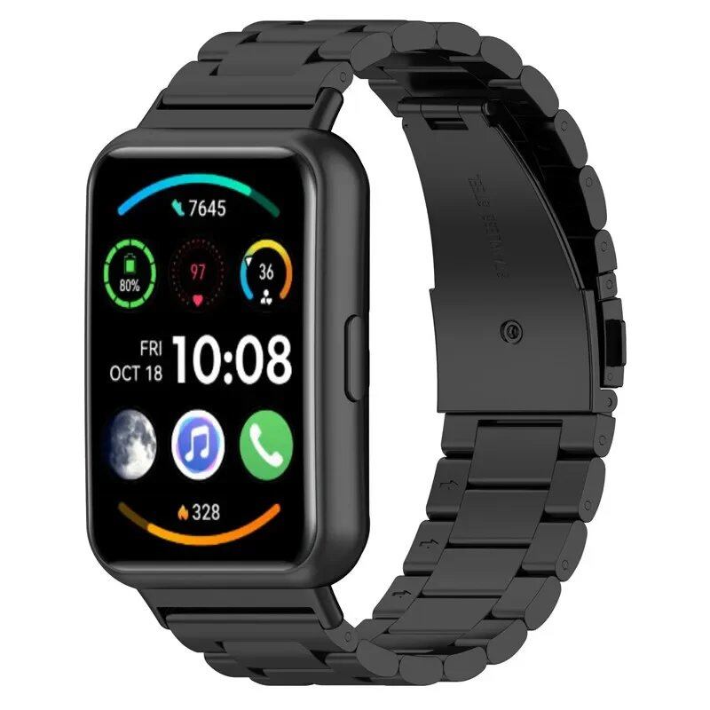 Stainless Steel Band for Huawei Watch Fit 2, Elegant Strap, Metal Bracelet, Classic Replacement Strap, Band Color: Parallel Import