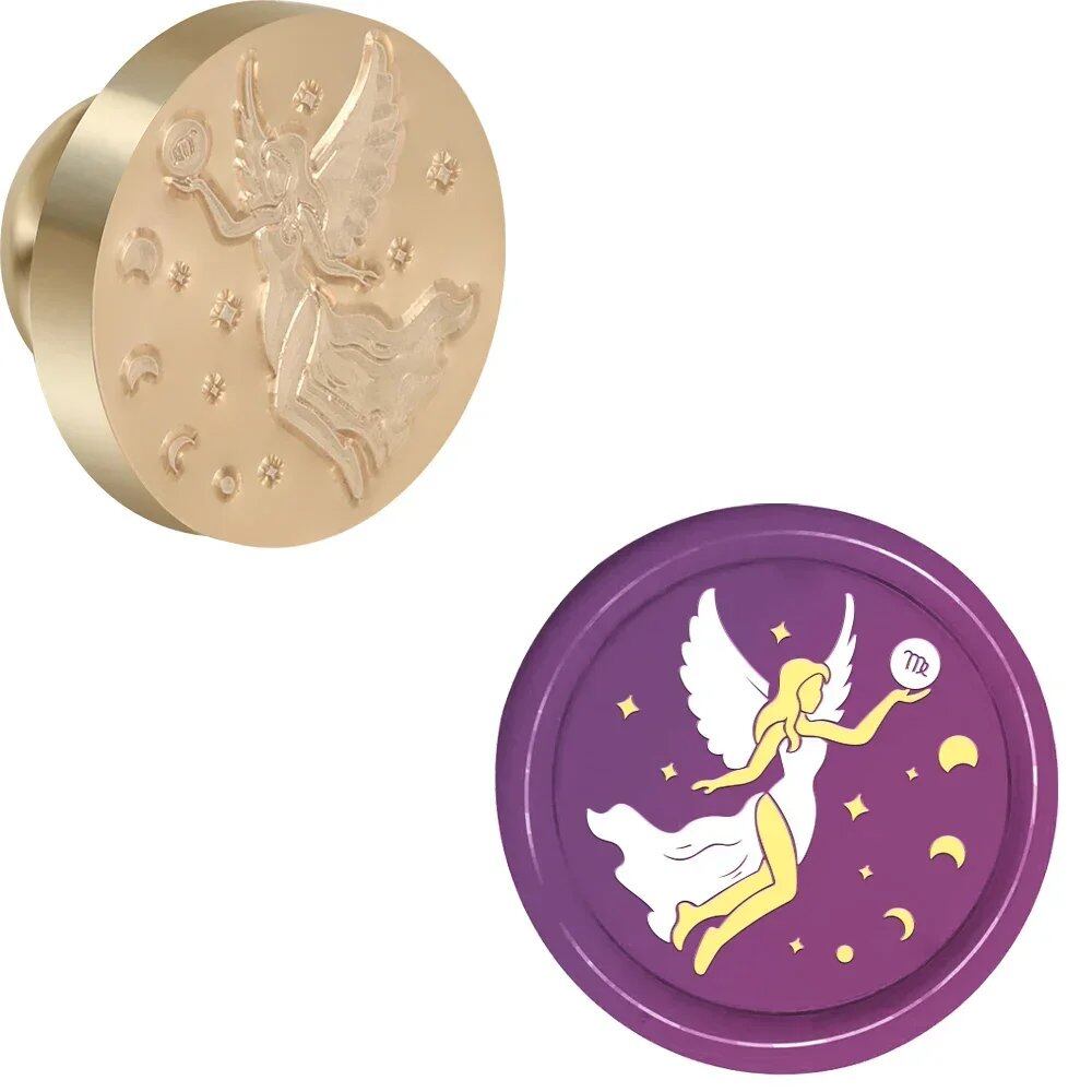 12 Zodiac Signs Round Wax Stamp with Removable Brass Head for Envelopes, Birthday Cards, Notes, and Gifts - Decorative (Imported)