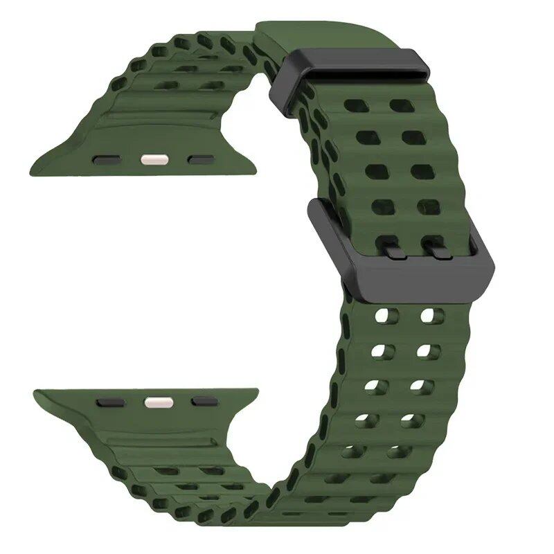Silicone Ocean Strap for Apple Watch Ultra 2, 49mm, 45mm, 44mm, 42mm, 38mm, 41mm, and 40mm, compatible with iWatch Series 10/9/8/7/SE/5/4/3. Correa sizes: 42mm, 44mm, 45mm, and 49mm. Band colors: Parallel import.