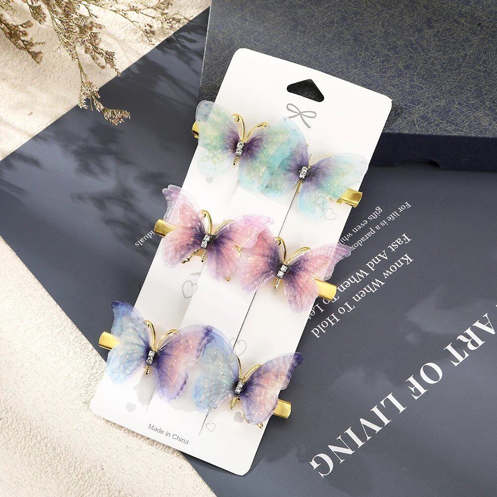Korean-style Butterfly Hairpin, Elegant Metal Tassel Long Hair Clip for Women, Hanfu Style, Antique-Style Party Hair Accessory, Color: Imported