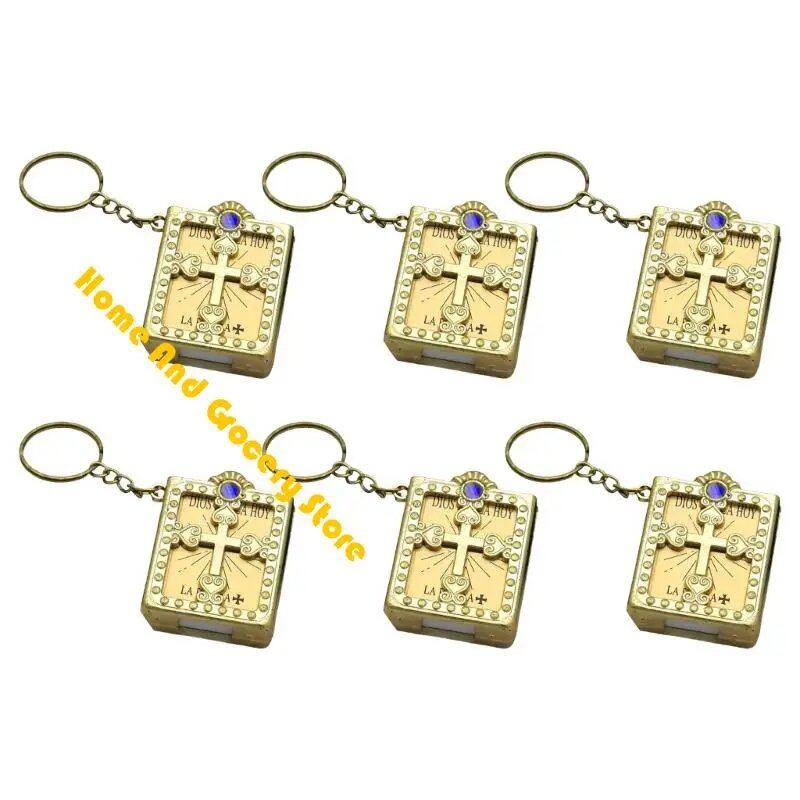 0XXA Religious Faith Miniature Bible Keychains, Set of 6 - Metal Keychains for Keyrings, Bag Charms, and Decorations, for Christians and Spiritual Believers; Ships from: Parallel Import