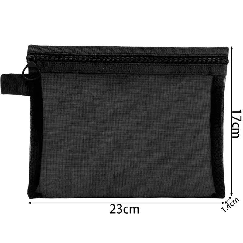 Set of 3 Transparent Mesh Cosmetic Pouches, Small and Large, Black, Portable Makeup Bags, Travel Toiletry Storage Case, Lipstick Storage Pouch, Size: Parallel Import