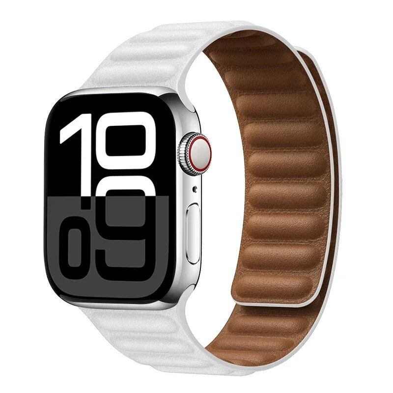 Apple Watch Leather Strap, Magnetic Loop Link Bracelet for iWatch Series 10/9/8/7/6 (45mm, 46mm, 42mm, 44mm, 40mm, 49mm) - Official Website, Band Color: mm, Parallel Import