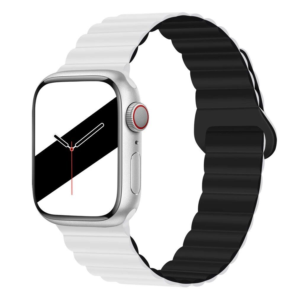 Silicone Loop Magnetic Strap for Apple Watch - Compatible with iWatch Series 8/SE/6/7/Ultra 2/9/10 (44mm/40mm/45mm/49mm/41mm/42mm/46mm) - Band Color: mm; Ships from: Parallel Import