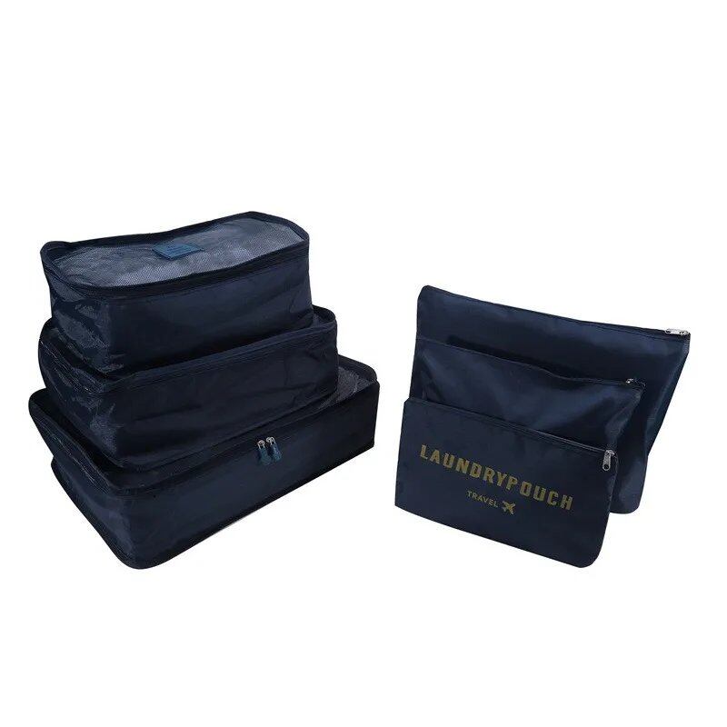 Set of 6 Travel Storage Bags for Clothes, Wardrobe, Suitcase, and Shoe Storage, Packing Cubes, Travel Organization Bags (Parallel Import)