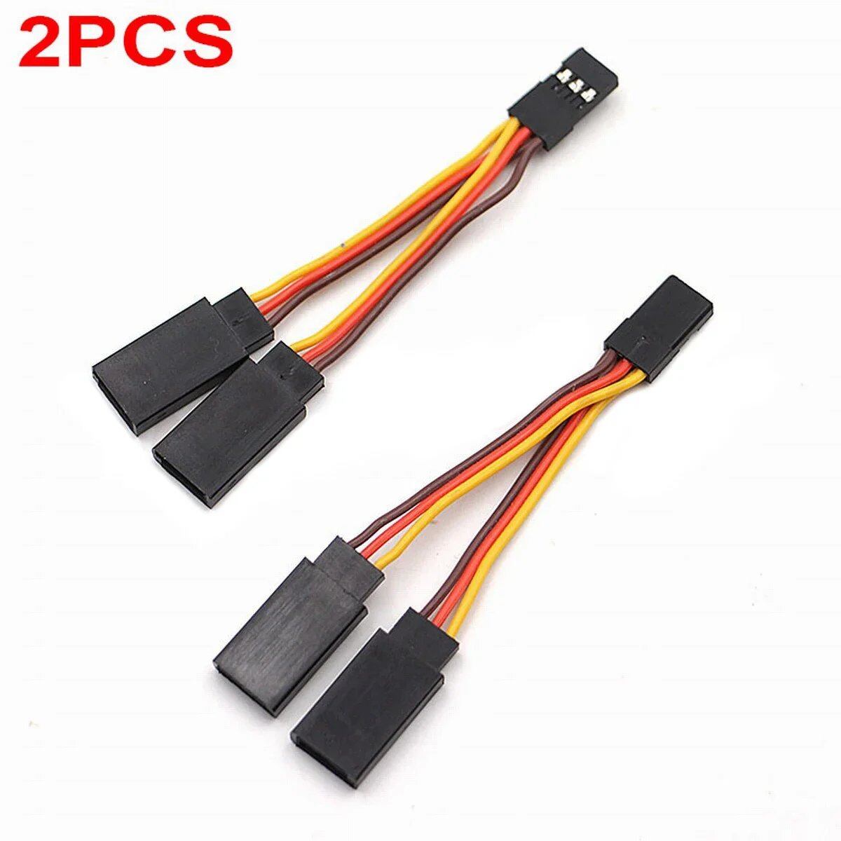 1 2pcs/5pcs 90mm Servo Splitter Cable, 1 Female to 2 Male JR Style Servo Y Harness Extension Cable Wire for RC Car Drone Color: Parallel Import