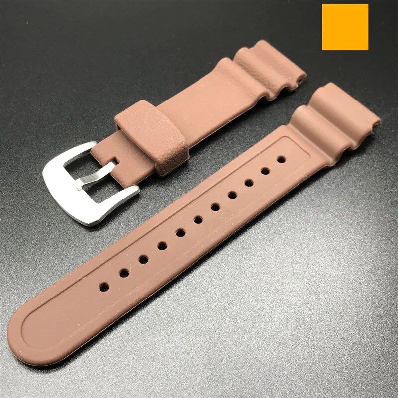 22mm Rubber Sports Men's Watch Strap for Seiko 5 PROSPEX Water Ghost Can-Shaped Red Tooth Diving 007 Abalone Silicone Watch Band. Band Color: 22mm; Band Width: Parallel Import.