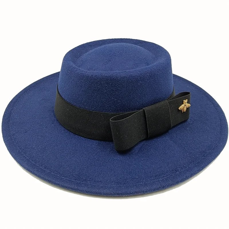 Winter Bowtie Fedora Hat with Textured Surface, Flat Top, and Elastic Band. Red. Men's and Women's Jazz Hat. Sizes: 56-58cm. Ships from: Parallel Import.