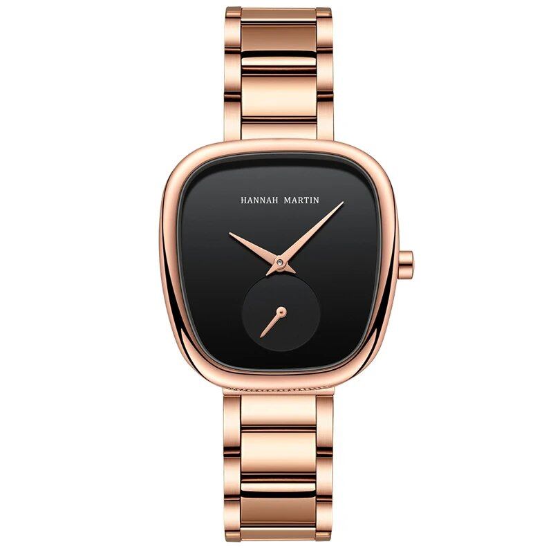 2023 New Women's Quartz Watch, 34mm, Wine Red, Rose Gold, Black, Stopwatch, Stylish Minimalist Oval Watch, Color: 1251G - Parallel Import