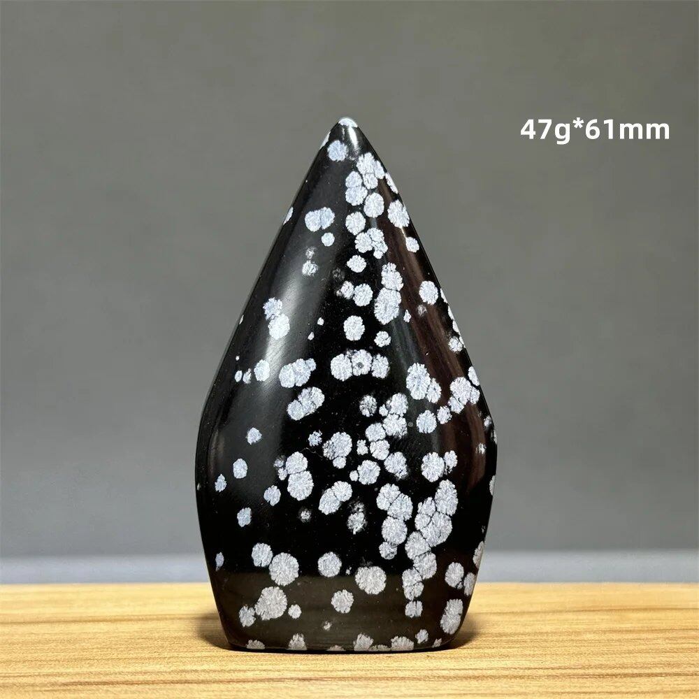 Snowflake Obsidian Freeform Ornament with Natural Quartz, Reiki, Meditation, Healing, Witchcraft, Energy Decoration, Home Gift, Color: Parallel Import