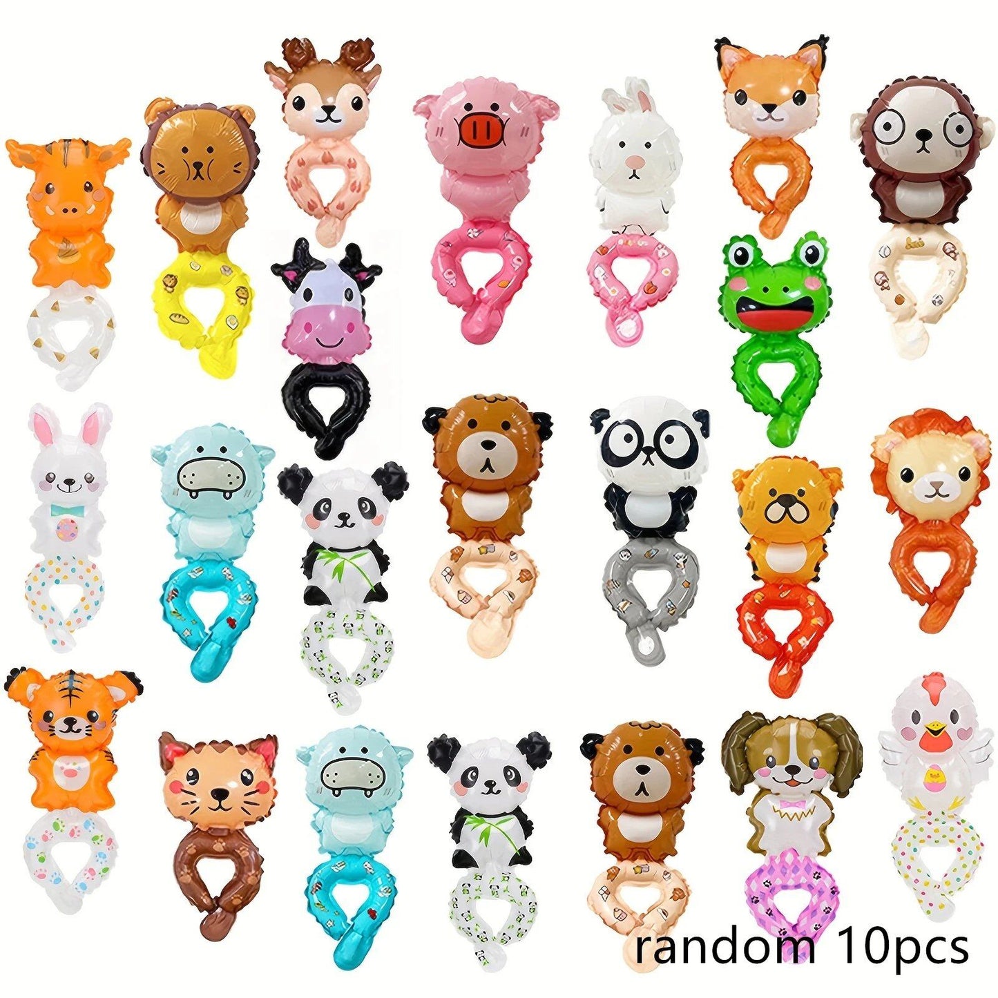 Set of 10/20/30/50 Cute Bear and Rabbit Head Balloons for Birthday Party Decorations (4-6 Varieties Mixed) - Balloon Size: Other (Parallel Import)