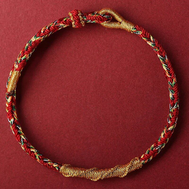 Taisei Hand Rope, Dragon Year Amulet, Red Rope, Zodiac, Manjusri Bodhisattva, Birth Buddha, Handwoven, Parallel Import
