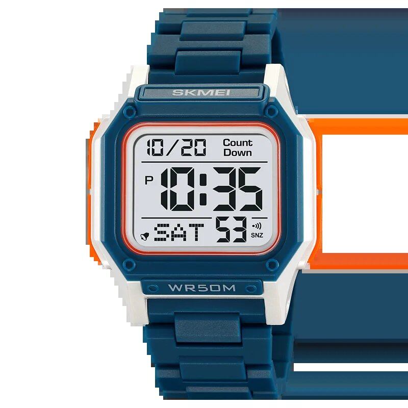 SKMEI Men's Waterproof Sports Watch with Countdown Stopwatch, Digital Watch, Dual Time Display, Fashionable Men's Clock; Imported
