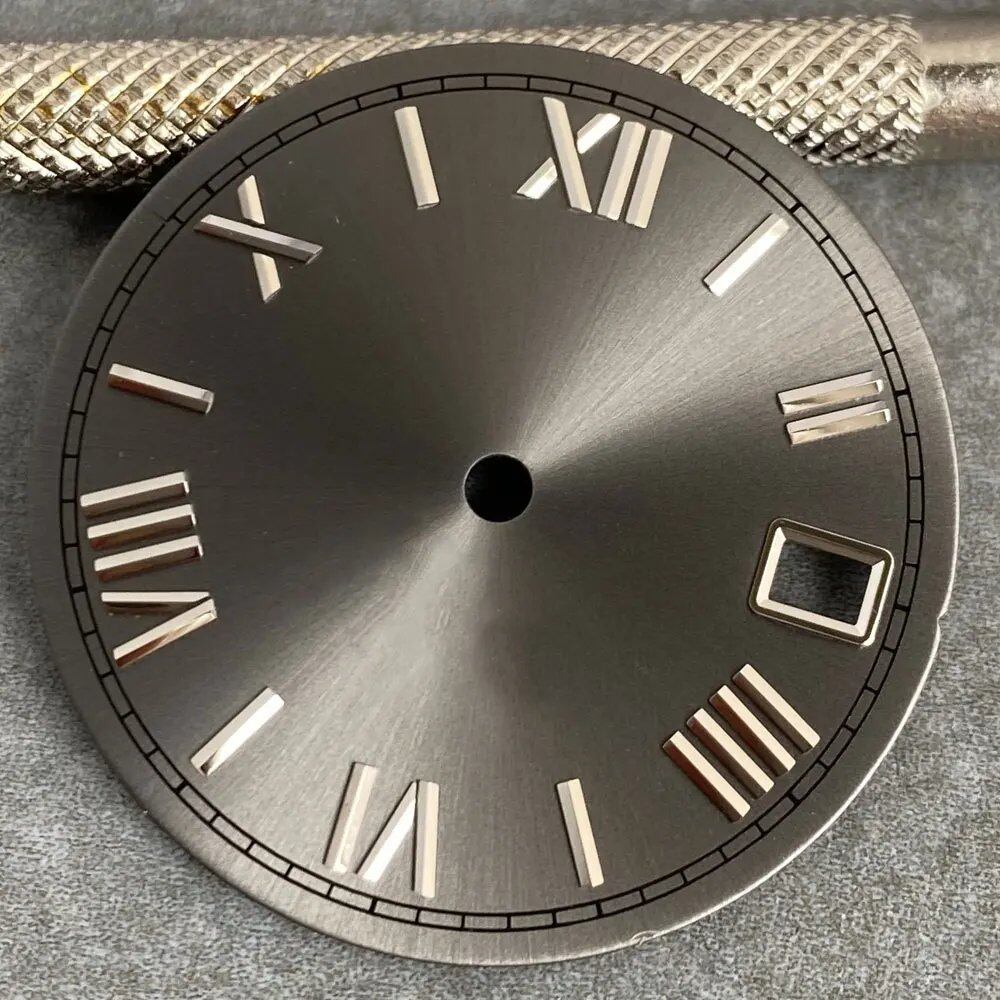 MATELION 29mm Steel Roman Numeral Sunburst Dial with Black, Blue, Gold, or Silver Dial, Compatible with NH35 and NH36 Automatic Diver Men's Watches, Parallel Import