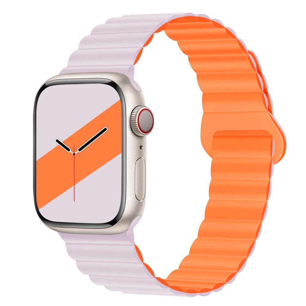 Silicone Loop Magnetic Strap for Apple Watch - Compatible with iWatch Series 8/SE/6/7/Ultra 2/9/10 (44mm/40mm/45mm/49mm/41mm/42mm/46mm) - Band Color: mm; Ships from: Parallel Import