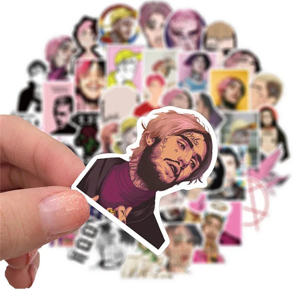 10/30/50-Pack Rapper Lil Peep Unique Graffiti Stickers for Suitcases, Laptops, Skateboards, iPads, Guitars, and Cars. Wholesale. Color: Parallel Import.