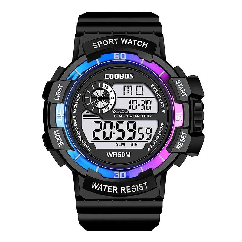 Men's Sports LED Electronic Watch, Waterproof, Military Grade, Multi-Function, Luxury, Illuminating, Colorful, Parallel Import