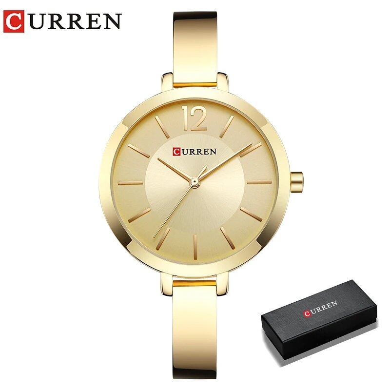 Karen Fashion Gold Women's Watch, Stainless Steel, Ultra-Thin Quartz Movement, Romantic Watch, Montre Femme, Box, Parallel Import