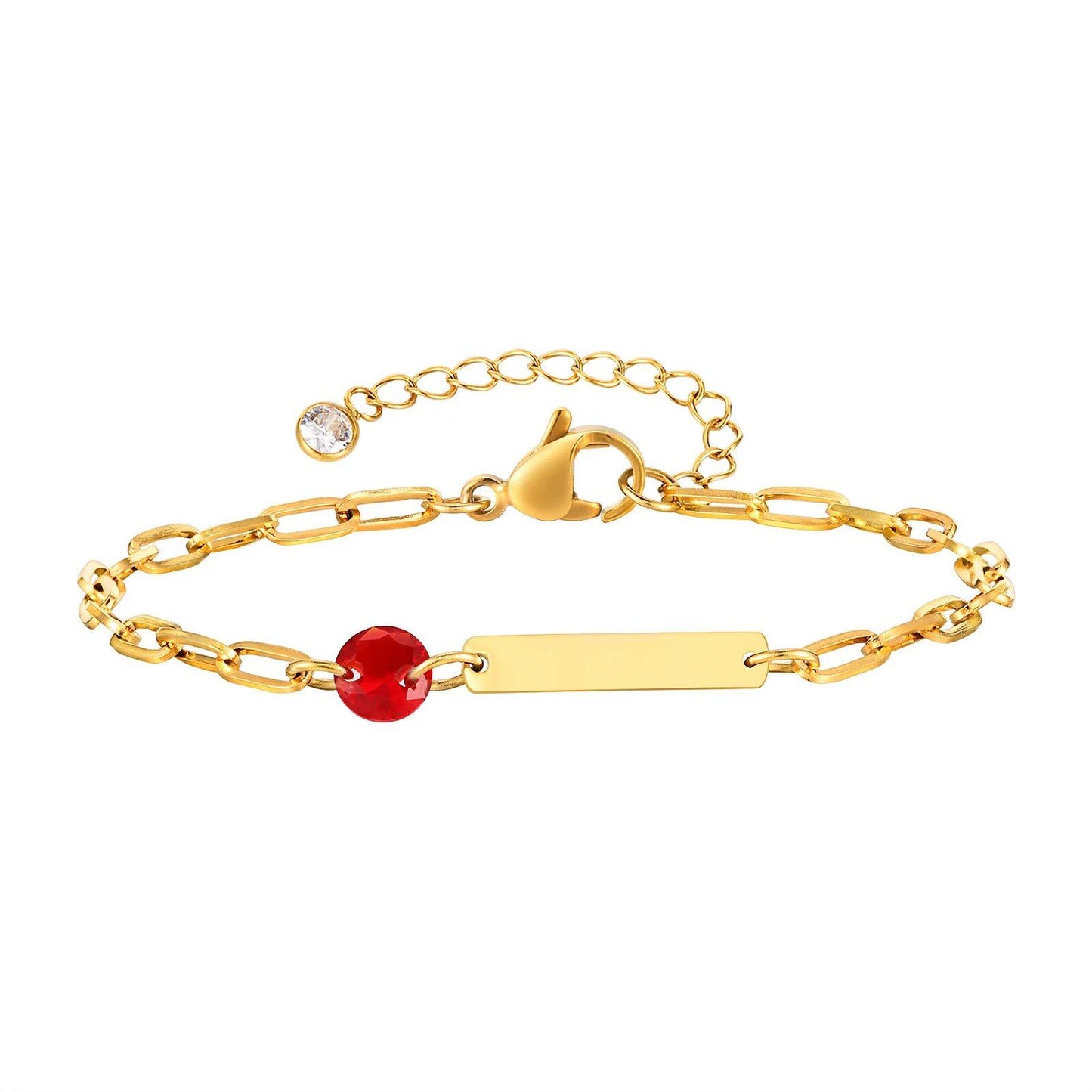 Vnox Zodiac Birthstone Bracelet for Women and Girls, Stainless Steel Rectangular Chain Bracelet with Personalization, Birthday Gift, Metal Color: BR-2085, Parallel Import