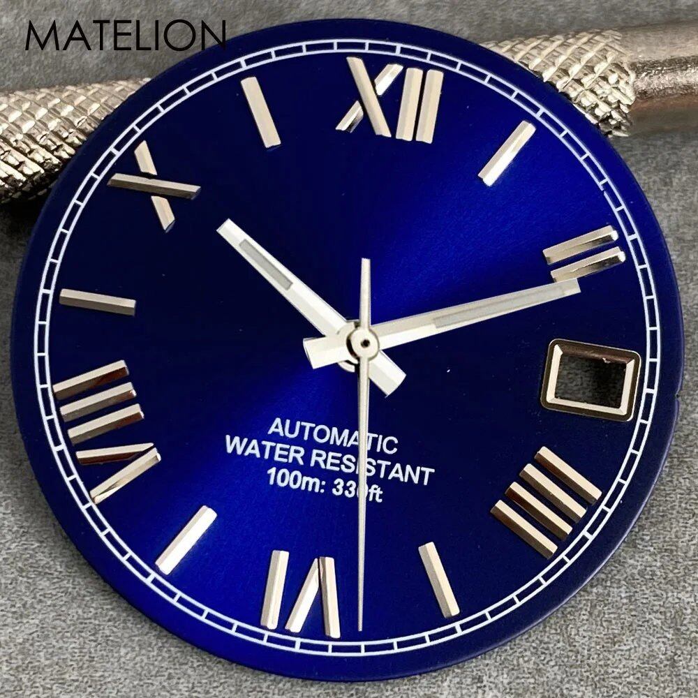 29mm Sunburst Dial Roman Dial Compatible with NH35, NH36, NH38, NH70, NH71, NH72, 4R35, and 4R36 Automatic Movement with Metallic Markers and DJ Hands (Parallel Import)